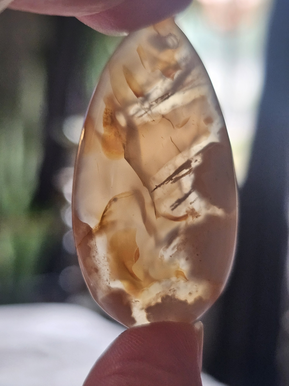 Cream and Brown Moss Agate Pendant Stone - Unbranded